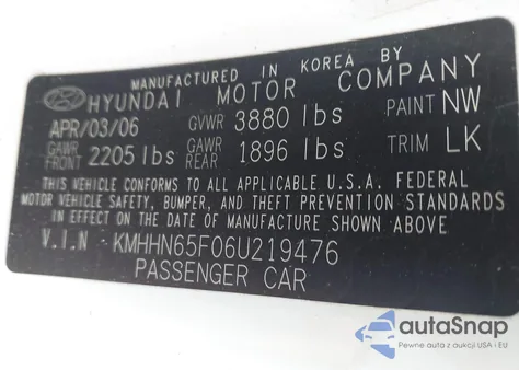 2006 Hyundai Tiburon Gt/Gt Limited/Se from USA, damaged, VIN KMHHN65F06U219476